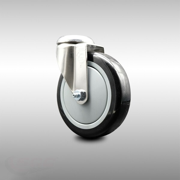 5 Inch 316SS Black Polyurethane Wheel Swivel Bolt Hole Caster